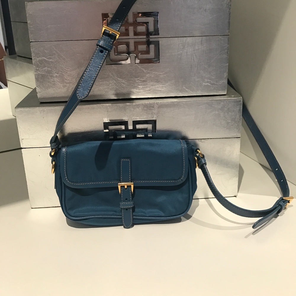 Prada nylon and leather cross body bag